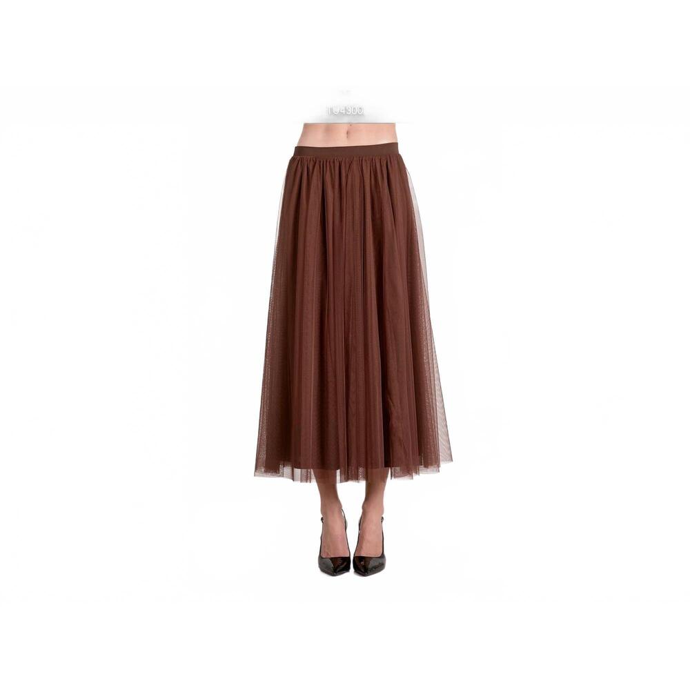 NEW ELAN tulle midi skirt in choco